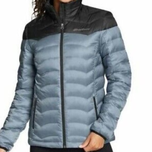 Eddie Bauer Women’s Two Tone Puffer Down Jacket Coat Grayish Blue / Black XXL - Picture 1 of 8